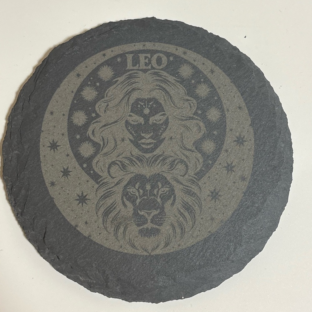 Zodiac Slate Coaster with Leo Design